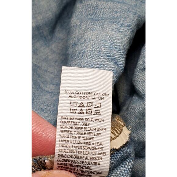 LUCKY BRAND Womens Sz S Chambray Denim Long Sleeve Shirt Dress Blue C24 - Picture 6 of 8